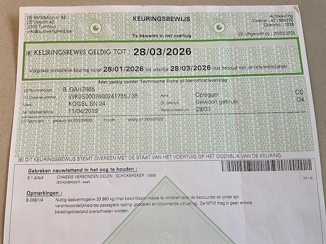 2019 kögel sn 24 schuifzeiloplegger - afbeelding 22 van  30