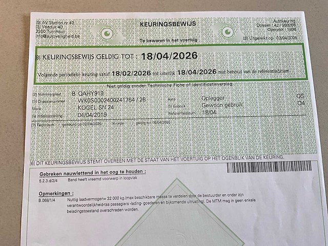 2019 kögel sn 24 schuifzeiloplegger - afbeelding 20 van  27