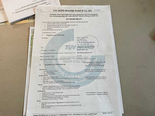 2019 kögel sn 24 schuifzeiloplegger - afbeelding 2 van  27
