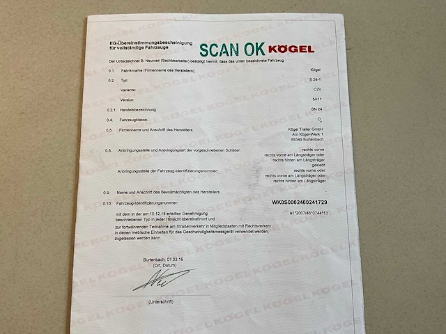 2019 kögel sn 24 schuifzeiloplegger - afbeelding 19 van  30