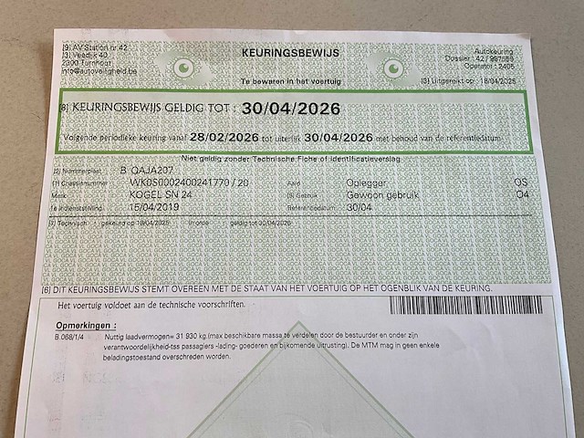 2019 kögel sn 24 schuifzeiloplegger - afbeelding 18 van  27