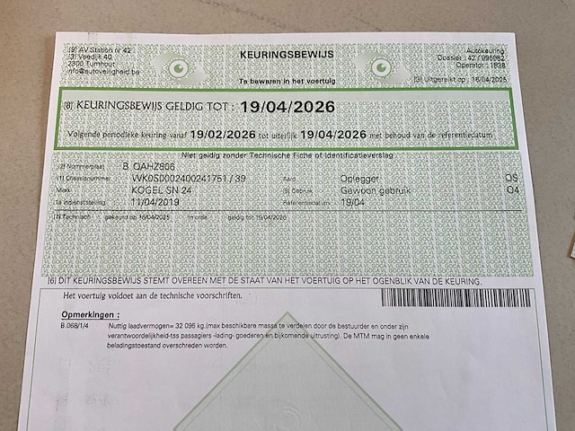 2019 kögel sn 24 schuifzeiloplegger - afbeelding 17 van  28