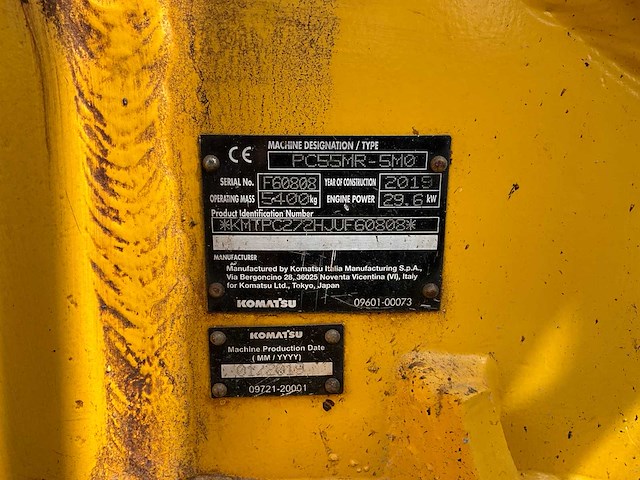 2019 komatsu pc 55 mr - 5 rupsgraafmachine - afbeelding 13 van  37