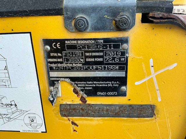 2019 komatsu pc138us rupsgraafmachine - afbeelding 16 van  23