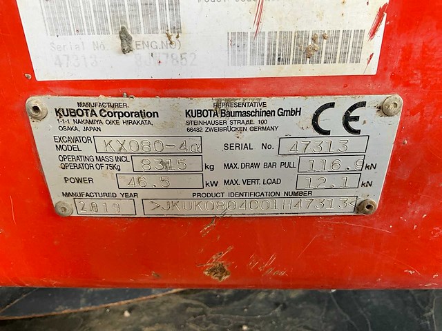 2019 kubota kx080-4alfa rupsgraafmachine - afbeelding 33 van  39