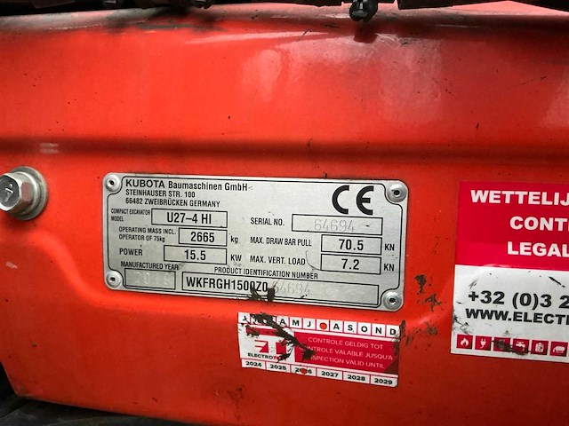 2019 kubota u27-4 hi minigraafmachine - afbeelding 9 van  17
