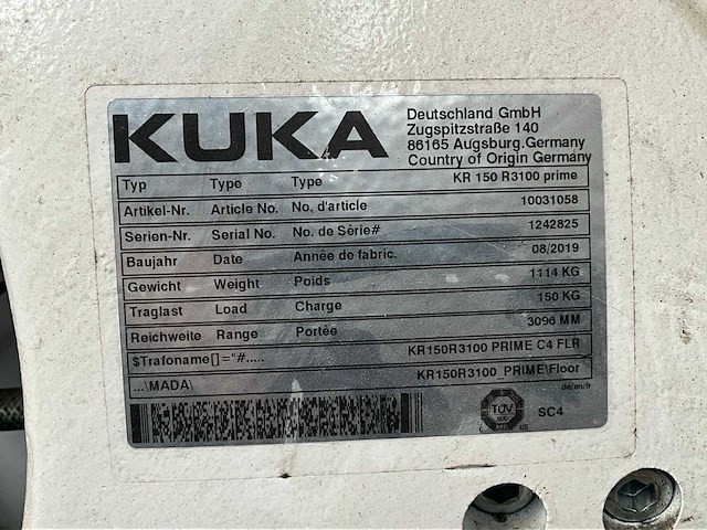 2019 kuka kr 150 r3100 prime industriële robot - afbeelding 5 van  11