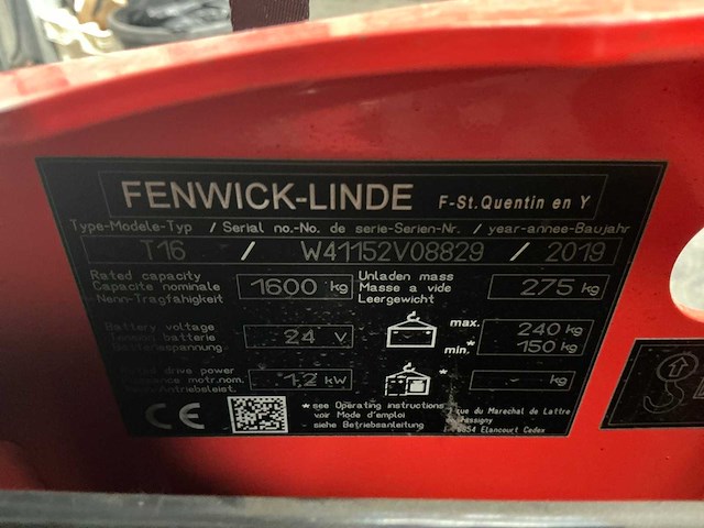 2019 linde t16 elektrische palletwagen - afbeelding 2 van  3