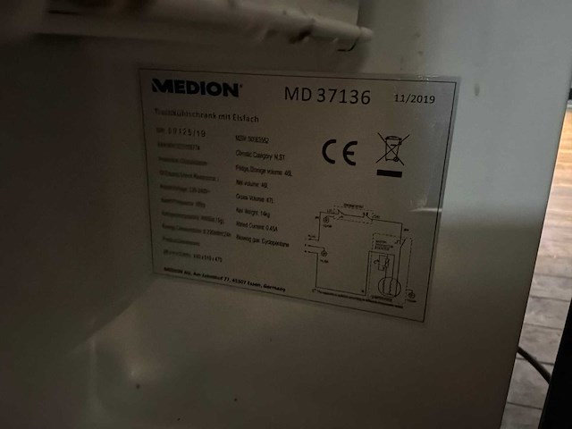 2019 medion koelkast - afbeelding 4 van  4