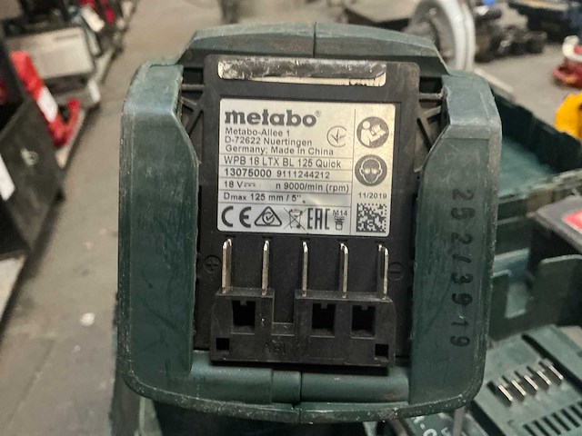 2019 metabo wpb 18 lxt bl 125 quick haakse slijpmachine - afbeelding 8 van  8