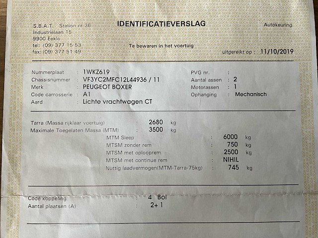 2019 peugeot boxer - airco - euro 6b - trekhaak - afbeelding 55 van  62