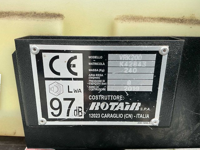 2019 rotair vrk200 luchtcompressor met blower en opvangbak - afbeelding 8 van  11