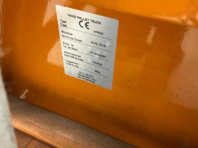 2019 still hps20 hand hydraulische palletwagen - afbeelding 5 van  5