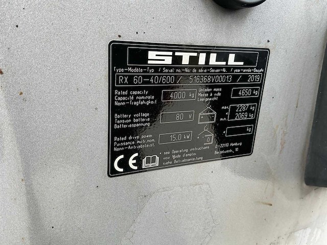 2019 still rx60-40/600 vorkheftruck - afbeelding 11 van  94