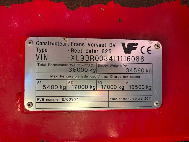 2019 vervaet beet eater 625 (be625) bietenrooier - afbeelding 20 van  48