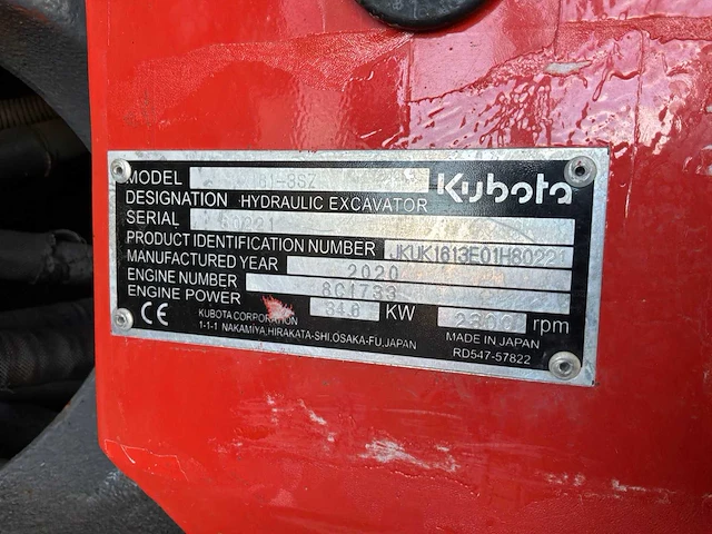 2020 - kubota - kx161-3 - tracked excavator - afbeelding 16 van  20