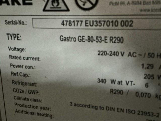 2020 ake gastro ge-80-53-e r290 koelvitrine - afbeelding 7 van  8