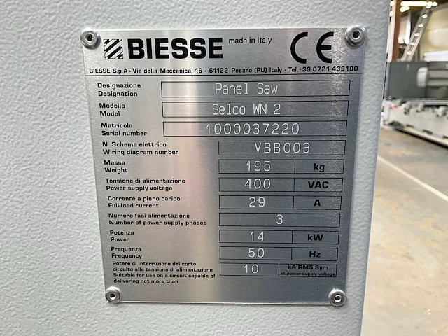 2020 biesse selco wn 2 platen opdeelzaagmachine - afbeelding 18 van  20