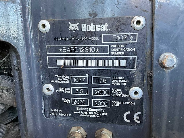 2020 bobcat e10z minigraafmachine - afbeelding 10 van  20