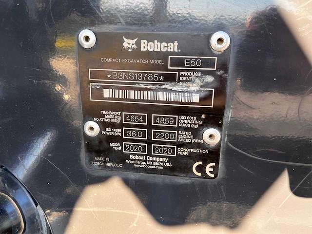 2020 bobcat e50 long arm rupsgraafmachine - afbeelding 19 van  19