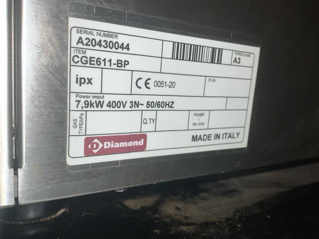 2020 diamond professional convectie / forced air oven met bevochtiging diamond turbo line cge611-bp professional oven – 6 niveaus – 7,9 kw – 400 v – roestvrij staal – gemaakt in italië - afbeelding 6 van  6
