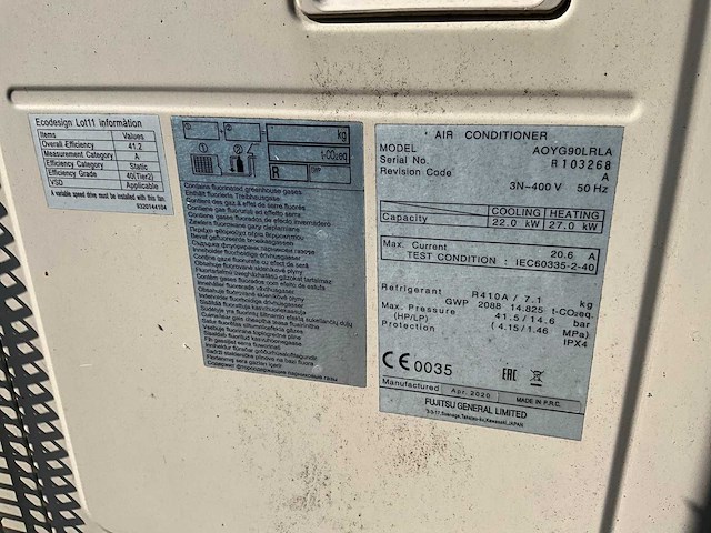 2020 fujitsu aryg90lhta volledig airco-systeem/lijn met buitenunits - afbeelding 3 van  20