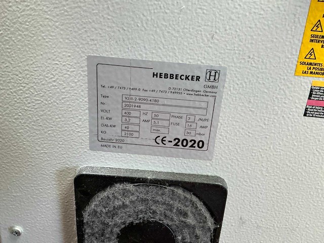 2020 hebbecker vj-ii-2-9090-4180 textiel tunneldroogmachine - afbeelding 7 van  7