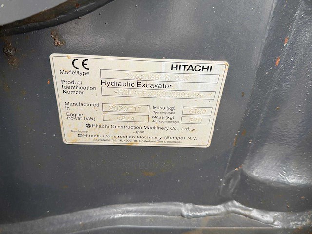 2020 hitachi zaxis 65usb-6 clr rupsgraafmachine - afbeelding 10 van  21