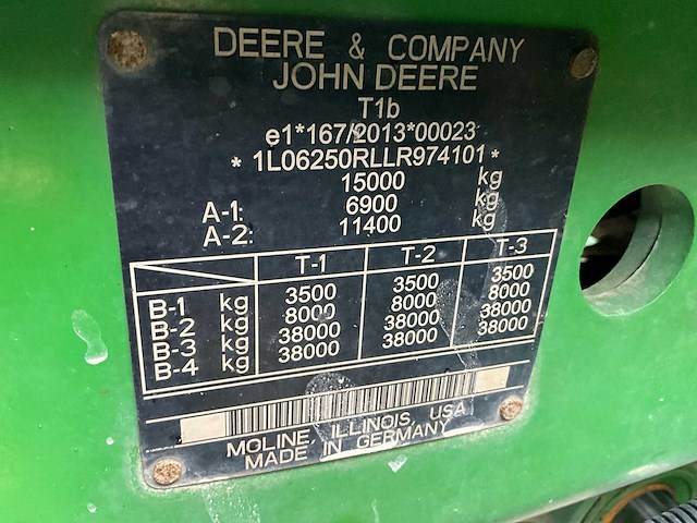 2020 john deere 6r250 vierwielaangedreven landbouwtractor - afbeelding 15 van  23