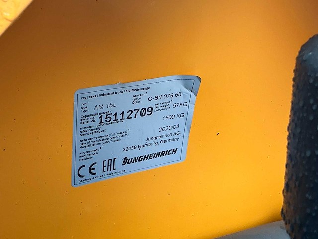 2020 jungheinrich am 15l breedspoor hand hydraulische palletwagen - afbeelding 7 van  7