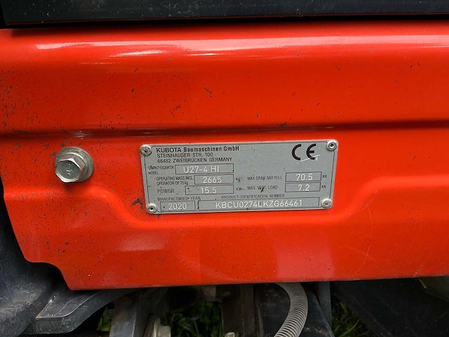 2020 kubota u27-4 hi minigraafmachine met hydraulische sorteergrijper en diverse bakken - afbeelding 7 van  26