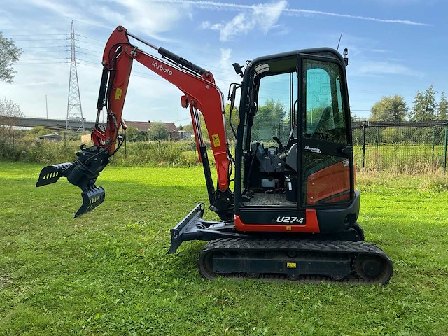 2020 kubota u27-4 hi minigraafmachine met hydraulische sorteergrijper en diverse bakken - afbeelding 12 van  26