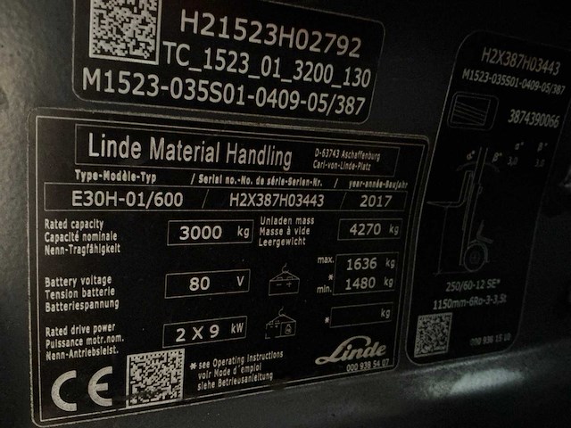 2020 linde e30h vorkheftruck met kaup 2t415bcr - afbeelding 42 van  43