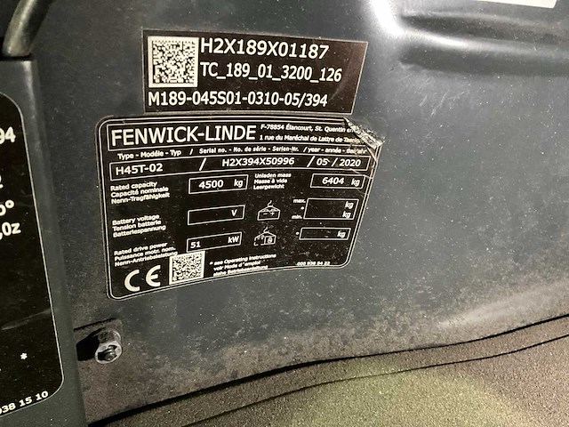 2020 linde h45t-02 evo vorkheftruck (68046-133) - afbeelding 10 van  11