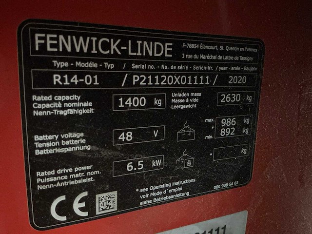 2020 linde r14-01 reach truck - afbeelding 34 van  64