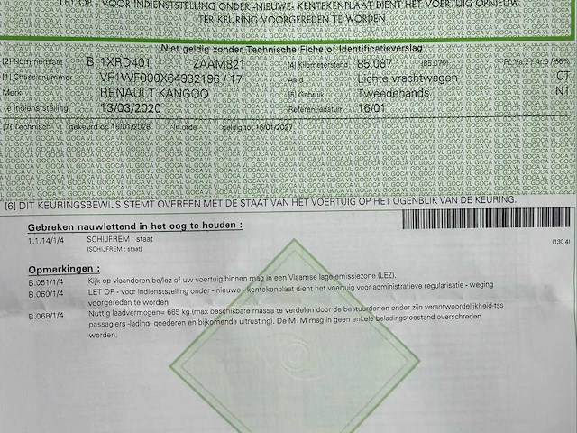 2020 renault kangoo lichte vracht - geldige technische keuring - 88000km - afbeelding 18 van  39