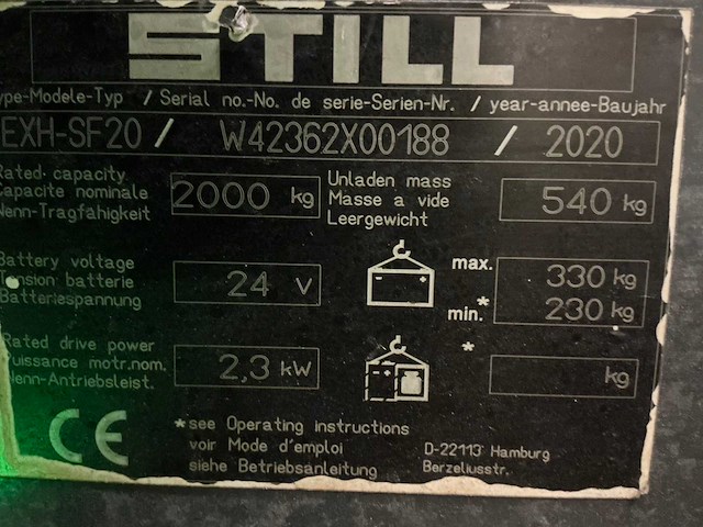 2020 still exh-sf20 elektrische palletwagen - afbeelding 15 van  15