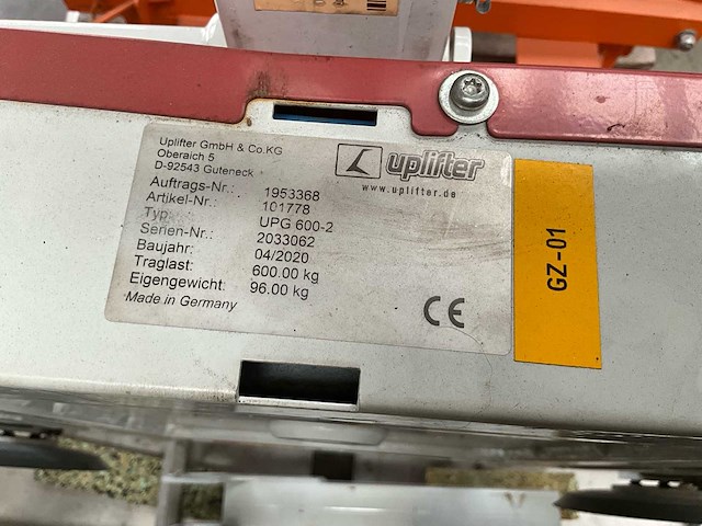 2020 uplifter gmbh & co. kg - 2020 - upg 600-2 - vacuümheftoestel - afbeelding 3 van  4