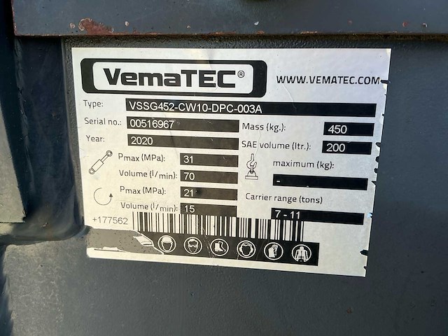 2020 vematec vssg452 cw10 sorteergrijper - afbeelding 9 van  9