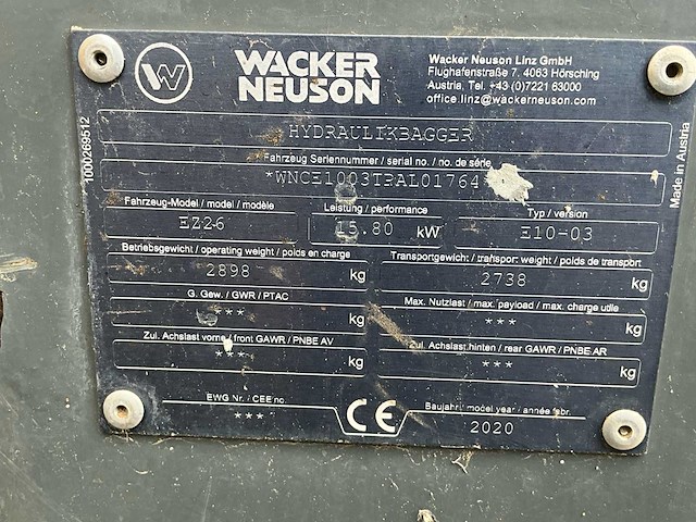 2020 wacker neuson ez26 e10-03 minigraafmachine - afbeelding 16 van  43
