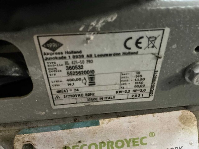 2021 airpress hl 425-50 pro luchtcompressor - afbeelding 4 van  4