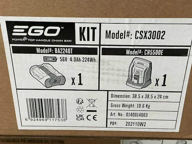 2021 ego csx3002 accu kettingzaag - afbeelding 6 van  6
