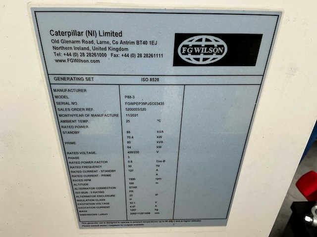 2021 fg wilson / caterpillar p88-3 stroomgenerator - afbeelding 3 van  12