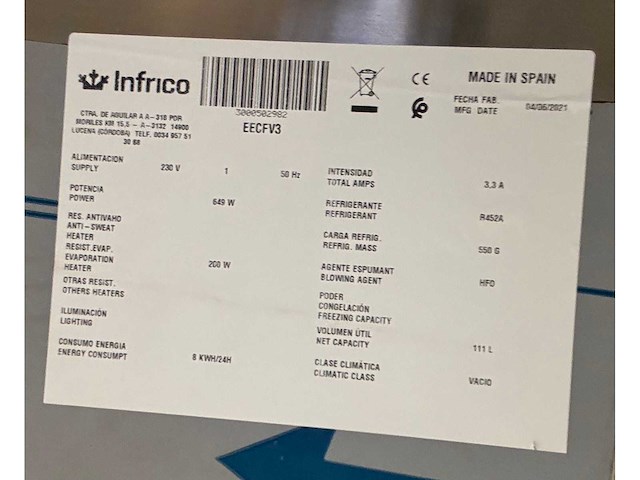 2021 infrico eecfv3 inbouw saladette - afbeelding 4 van  4