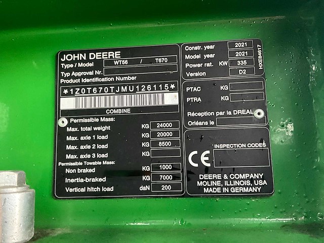 2021 john deere t670i wt56 maaidorser - afbeelding 14 van  21