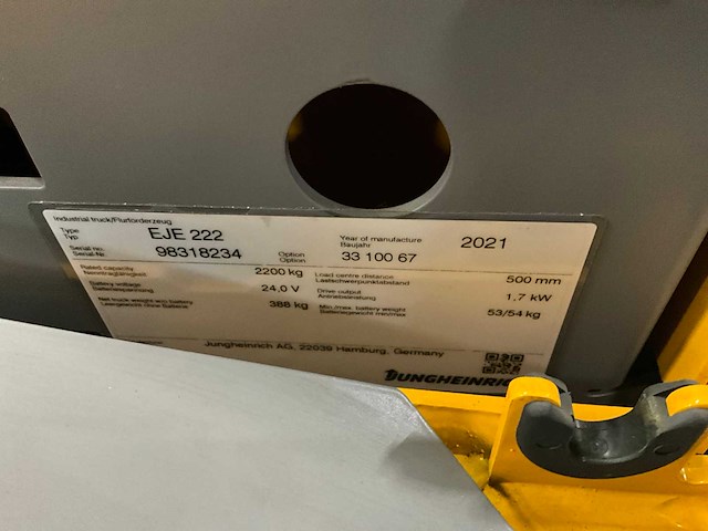 2021 jungheinrich eje 222 elektrische palletwagen - afbeelding 5 van  13