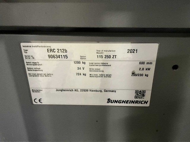 2021 jungheinrich erc 212b stapelaar - afbeelding 6 van  17