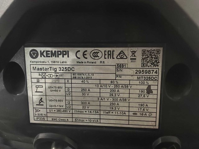 2021 kemppi mastertig 325 dc tig-lasmachine - afbeelding 2 van  2