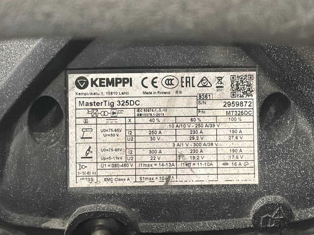 2021 kemppi mastertig 325 dc tig-lasmachine - afbeelding 3 van  3