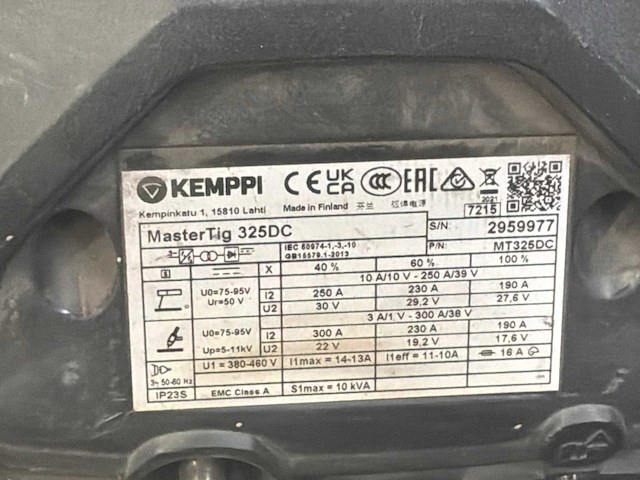 2021 kemppi mastertig 325 dc tig-lasmachine - afbeelding 7 van  7